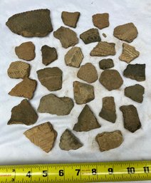 Assortment Of Native American Pottery Shards From The Woodland Period