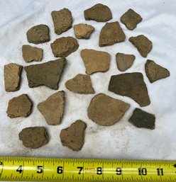 Assortment Of Native American Pottery Shards From The Woodland Period
