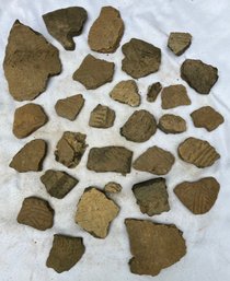 Assortment Of Native American Pottery Shards From The Woodland Period