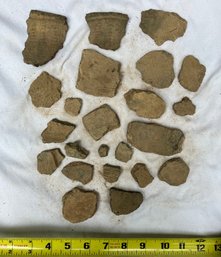 Assortment Of Native American Pottery Shards From The Woodland Period