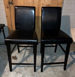 Pair Of Black Vinyl Chairs 37 X 18