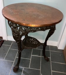 Beautiful Antique Hand Hammered Copper Top Metal Table