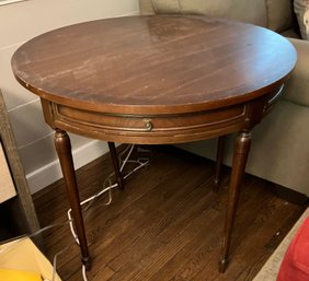 Round Mahogany Table With Drawer