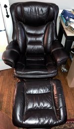 Lane Black Pleather Chair With Ottomon