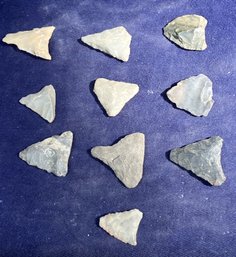 Ten Woodland Period Arrowheads And Scrapers