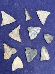 Ten Woodland Period Arrowheads
