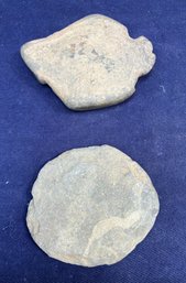 Two Ornamental Stones Showing Knap Edge And Pecking