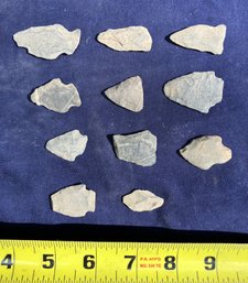 Eleven Assorted Spearpoints And Arrowheads Archaic Period