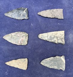 Assortment Of Six Projectile Points From The Archaic Period