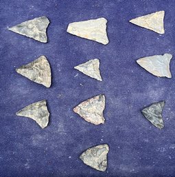 Assortment Of Ten Woodland Period Arrowheads