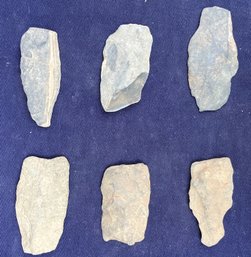 Six Assorted Paleo-Indian Period Blades Or Cutting Tools