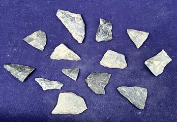 Assortment Of Thirteen Broken Projectile Points And Tools