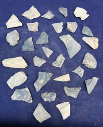 Assortment Of Twenty Nine Paleo-Indian/Archaic Broken Projectile Points, Tools And Or Flakes