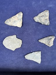 Five Archaic/Woodland Period Spearpoints