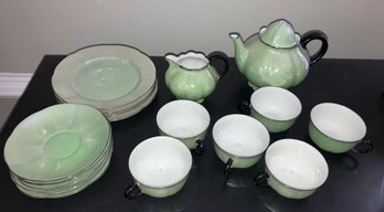 Beautiful Green Iridescent Fine China Stamped Made In Germany