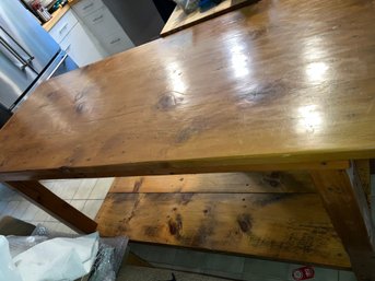 Large Wooden Table With Open Shelf 38 X 70 X 27