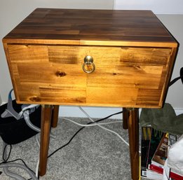 Butcher Block Side Table With Drawer 23 X 18 X 15
