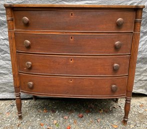 Antique New Hampshire Sheraton Birch Bow Front Chest