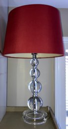 Glass Table Lamp With Red Shade 21 X 5