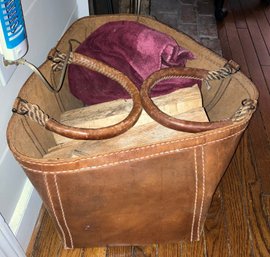 Antique Leather Carrying Case Rope Handles