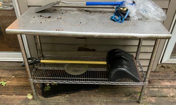 Metal Table With Shelf