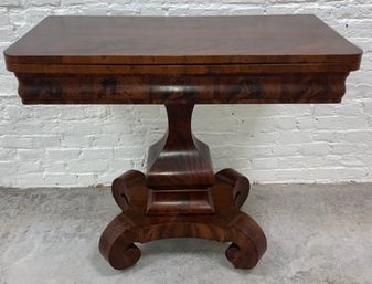 Neoclassical Flame Mahogany Game Table C. 1840s Possibly Joseph Meeks