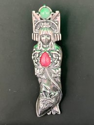 Unusual Sterling Silver Geisha  Enhancer Pendant