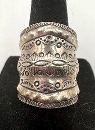 Beautiful Wide Sterling Silver Southwest Cuff Ring