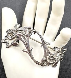 Striking Art Nouveau Sterling Silver Iris Brooch Kerr