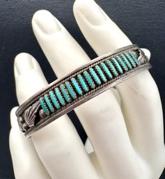 Native American Zuni Sterling Turquoise Cuff Bracelet