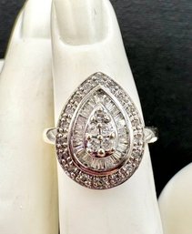 Stunning 14kt Gold Teardop Diamond Halo Ring