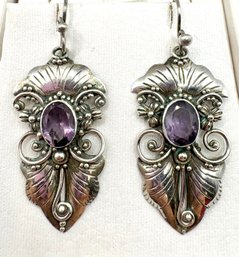 Beautiful Sterling Silver Amethyst Hanging Earrings