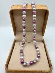 Multi Colored Lave Pearls  Sterling Necklace