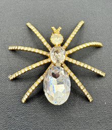 Fabulous HUGE Rhinestone Spider Brooch Pin Ivana