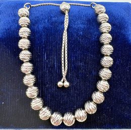 Sleek Sterling Silver Beads Lariat Bracelet