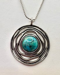 MCM Vintage Sterling Silver Green  Eilat Necklace