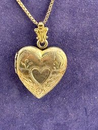 Sweet Vintage Gold Filled Heart Locket On Chain