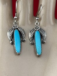 NATIVE AMERICAN  Turquoise Sterling Silver Earrings