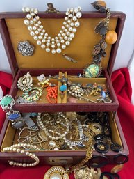 Grandmas Jewelry Box Lot Vintage Costume Jewelry