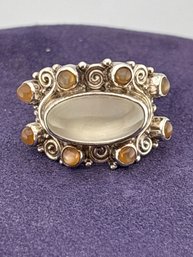 Sterling Silver Moonstone  And Opal SAJEN Ring