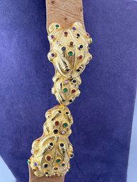 Vintage JUDITH LEIBER Ostrich Jeweled Frog Belt