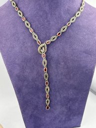 Fabulous Vintage Sterling Marcasite Garnet Necklace