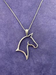 Vintage Sterling Silver Horse Pendant On Chain