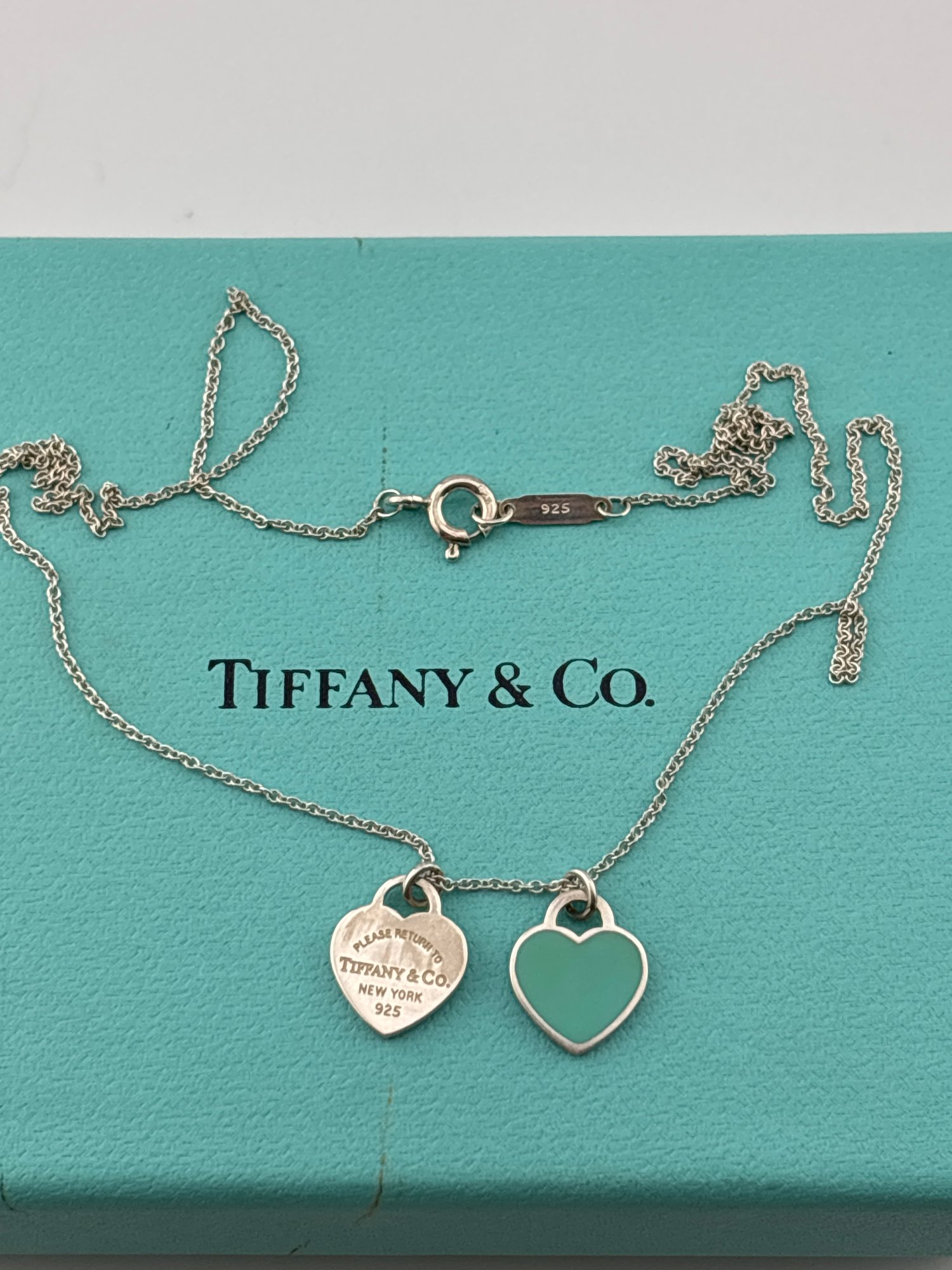 Authentic TIFFANY CO Hearts Necklace Sterling #1399