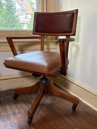 Vintage Wood-framed Rolling Desk Chair