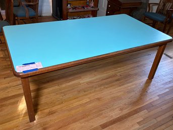 Large Turquoise Laminate Top Solid Wood Dining Table