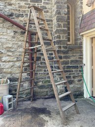 Rustic Vintage Wooden A-frame Step Ladder - Repairs