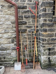 Assorted  Long-handled Landscaping & Gardening Tools