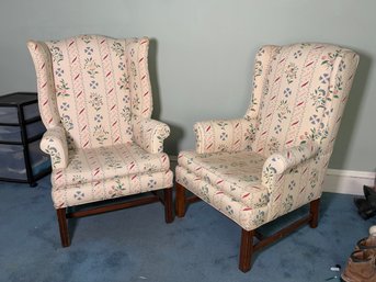 Two Upholstered Wingback Armchairs