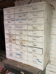 Vintage Multi-drawer Metal Parts Cabinet, Including Contents
